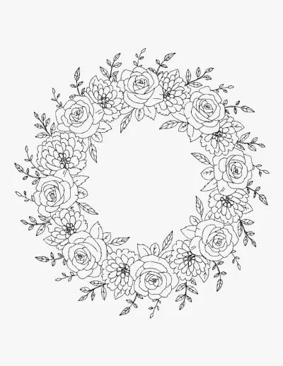 Rose Wreath coloring page