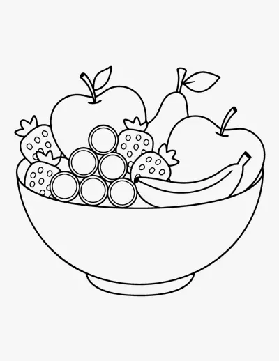 Bowl of Fruit coloring page