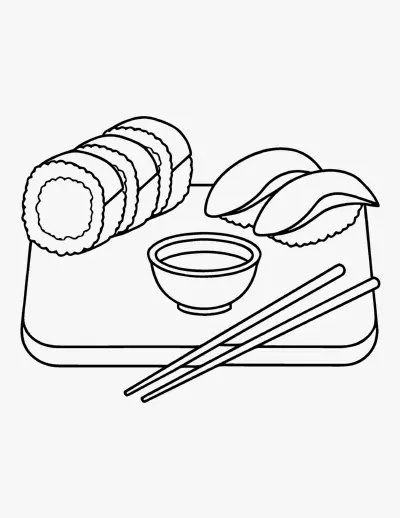 Sushi Platter coloring page