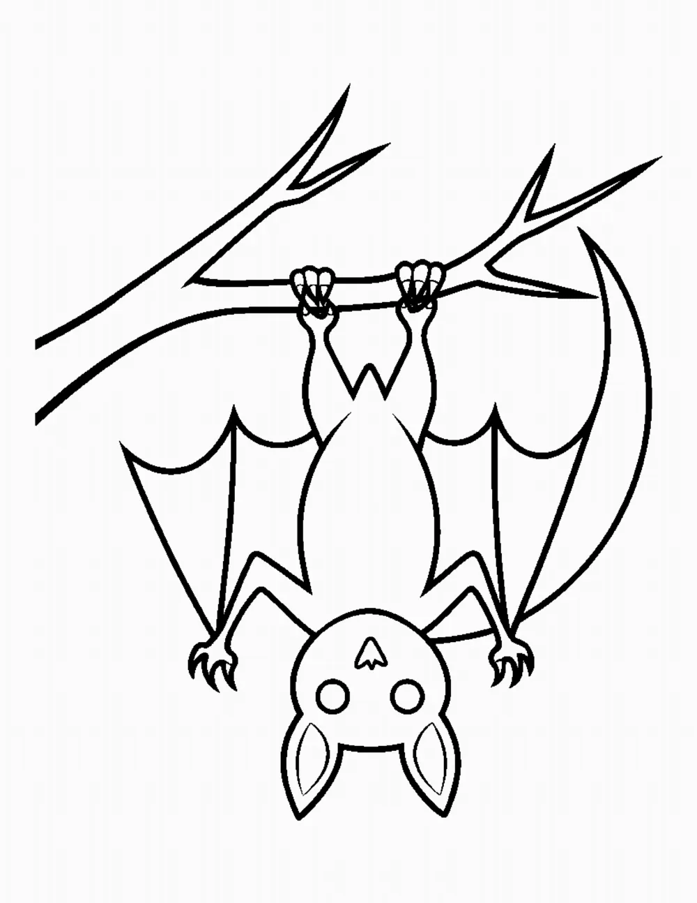 Bat Hanging from a Branch coloring page
