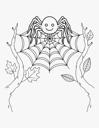 Spider on a Web coloring page