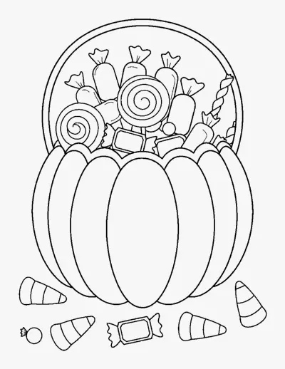 Trick or Treat Bucket coloring page