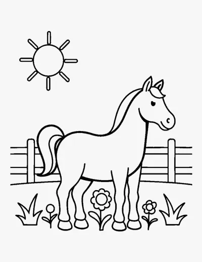 Horse in a Field coloring page