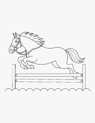 Horse Jumping a Fence coloring page