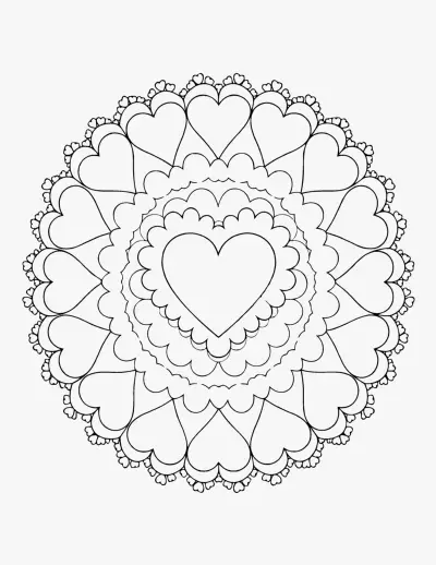 Mandala of Hearts coloring page