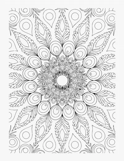 Peacock Feather Mandala coloring page