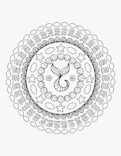 Mermaid Mandala coloring page