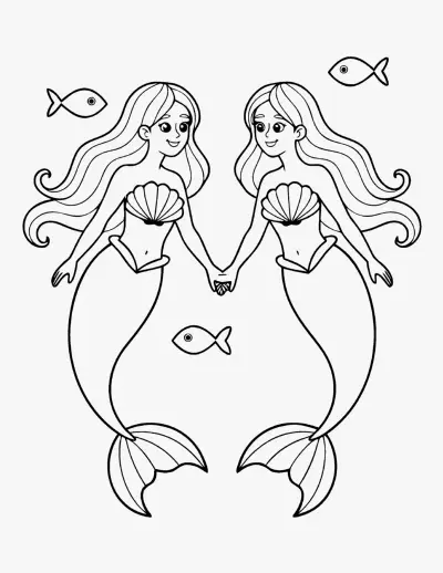Two Mermaids coloring page