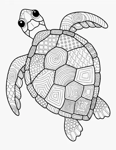 Patterned Sea Turtle coloring page