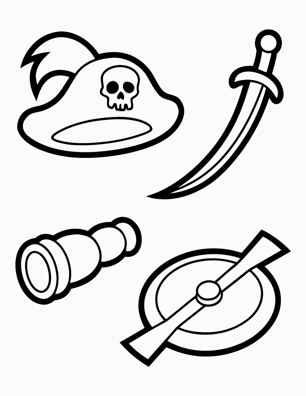 Pirate Hat and Sword coloring page