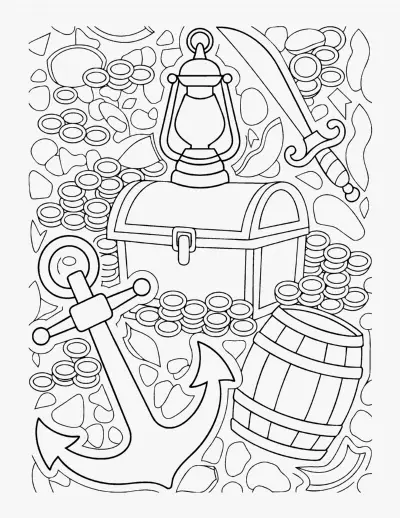 Pirate Treasure Cove coloring page