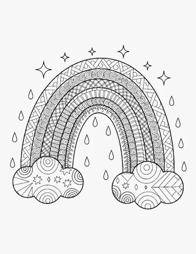 Patterned Rainbow coloring page
