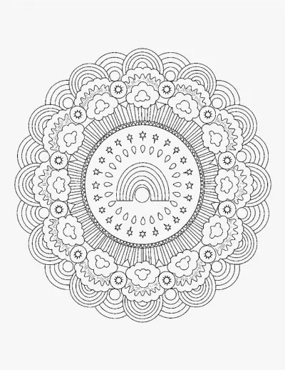 Rainbow Mandala coloring page