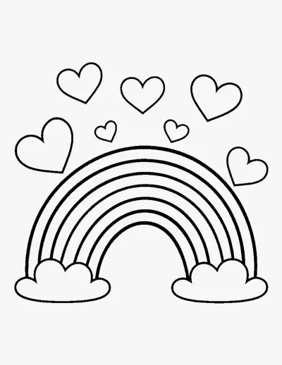 Rainbow with Hearts coloring page