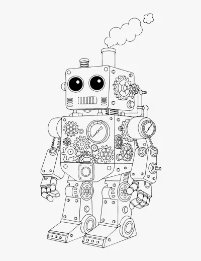 Steampunk Robot coloring page