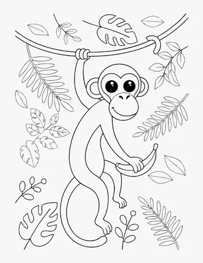 Monkey coloring page