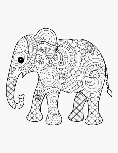 Patterned Elephant coloring page