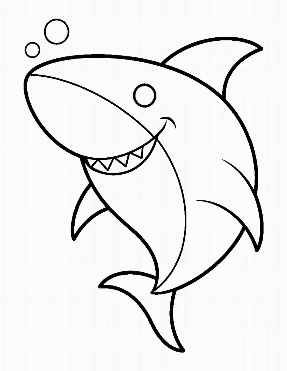 Friendly Cartoon Shark coloring page