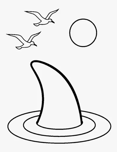 Shark Fin in the Waves coloring page