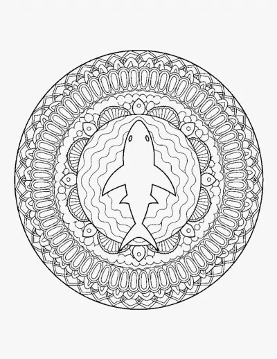 Shark Mandala coloring page