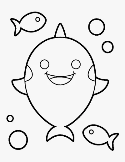 Smiling Baby Shark coloring page