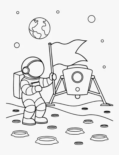 Astronaut on the Moon coloring page