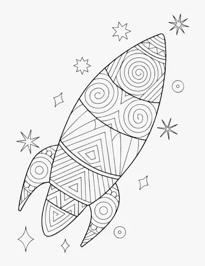 Patterned Rocket coloring page