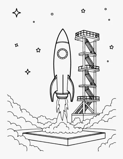 Rocket Launch coloring page