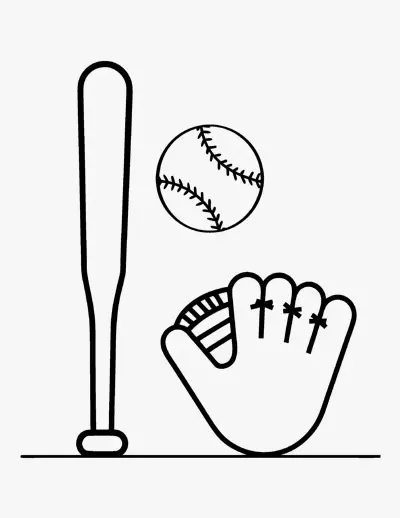 Baseball Bat and Glove coloring page