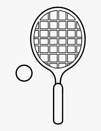 Tennis Racket and Ball coloring page