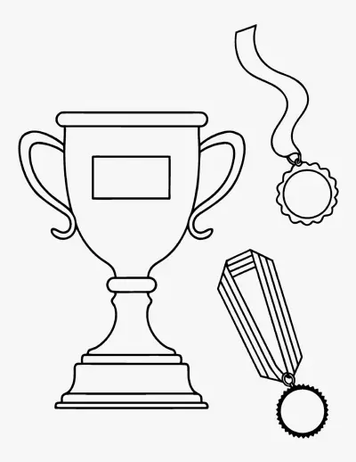 Trophy and Medals coloring page