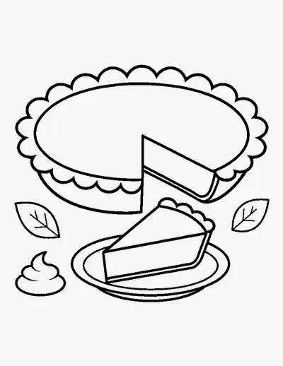 Pumpkin Pie with a Slice coloring page