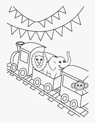 Circus Train coloring page