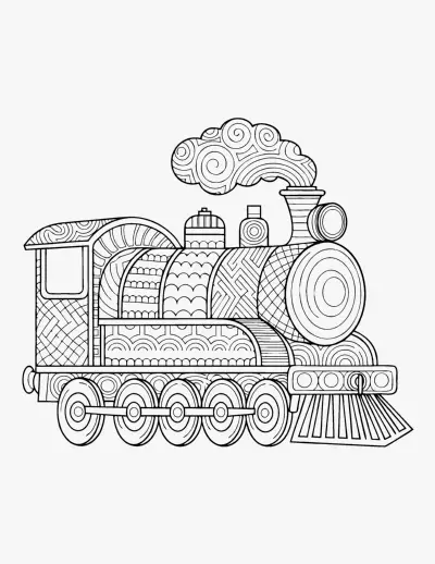 Patterned Locomotive coloring page