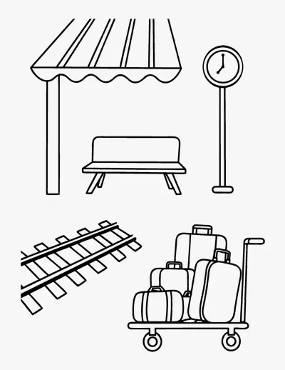 Railway Station coloring page