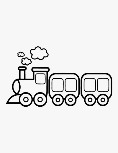 Steam Train and Carriages coloring page