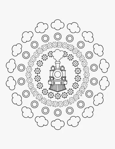 Train Mandala coloring page