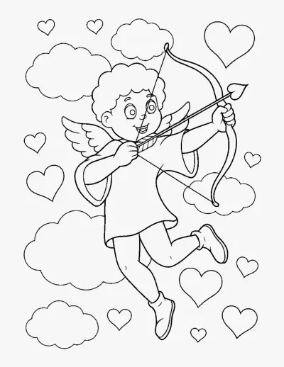 Cupid with a Bow and Arrow coloring page