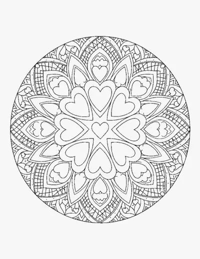 Heart Mandala coloring page