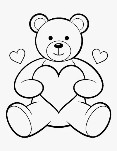 Teddy Bear with a Heart coloring page