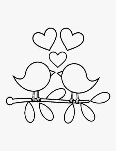 Two Love Birds on a Branch coloring page