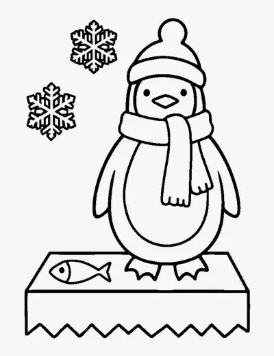Penguin in a Scarf coloring page