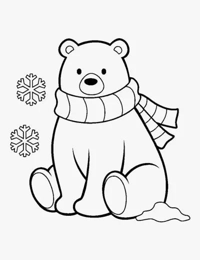 Polar Bear in a Scarf coloring page