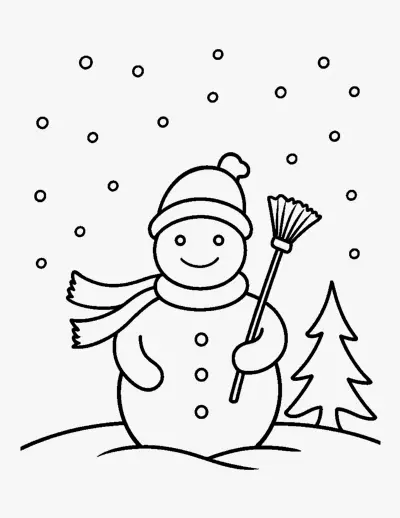 Snowman with a Scarf coloring page