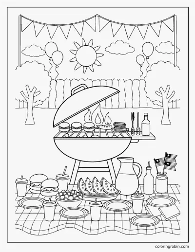 Backyard Barbecue coloring page