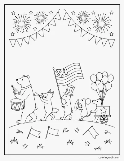 Fourth of July Parade coloring page