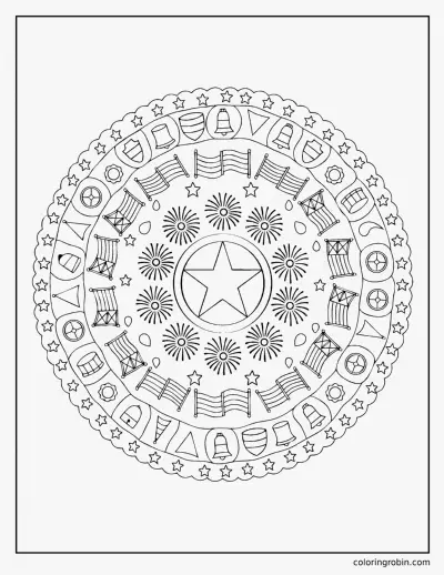 Patriotic Mandala coloring page
