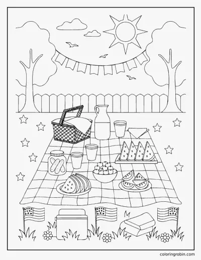 Patriotic Picnic coloring page