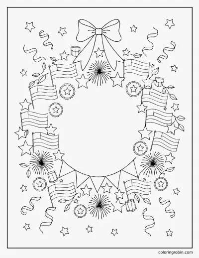 Patriotic Wreath coloring page