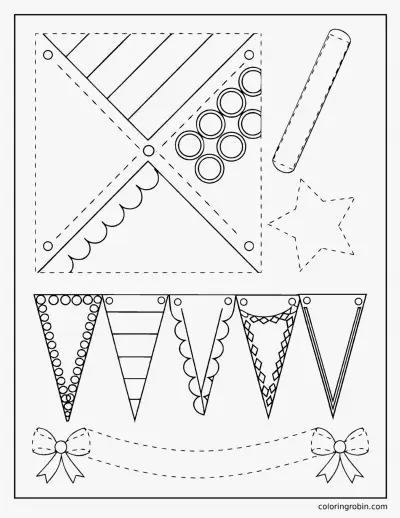 Pinwheel and Bunting Craft coloring page